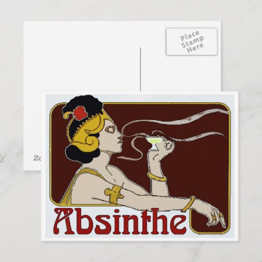 Absinthe, Vrouw Sipping Briefkaart (Voorkant / Achterkant)