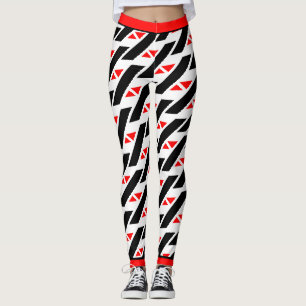 Absolute Abstract Rood Wit Zwart Patroon Leggings