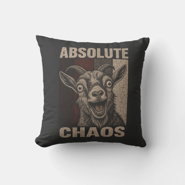 Absolute Chaos Schreeuwende Geit Grappig Retro Des Kussen (Voorkant)