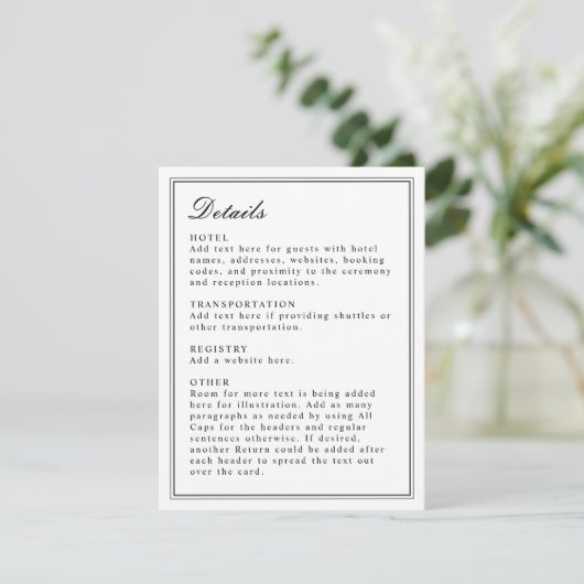 Absolute Classic Script Zwart-wit behuizing Kaart (Staand voorkant)