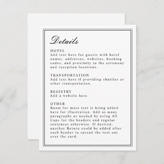 Absolute Classic Script Zwart-wit behuizing Kaart (Voorkant / Achterkant)