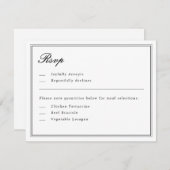 Absolute Classic Script Zwart-wit RSVP Kaart (Voorkant / Achterkant)