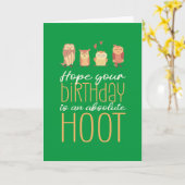 Absolute Hoot Cute Owl Cartoon Pun Funny Birthday Kaart (Gele Bloem)