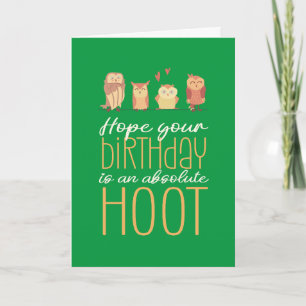 Absolute Hoot Cute Owl Cartoon Pun Funny Birthday Kaart