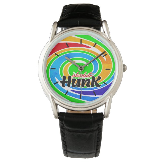 Absolute hunk Rainbow kleurde wervelkolom Horloge (Voorkant)