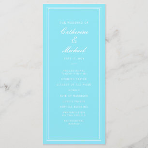 Absolute Klassiek Script Bright Aqua Bruiloft Programmakaart