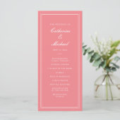 Absolute Klassiek Script Peachy Pink Wedding Programmakaart (Staand voorkant)