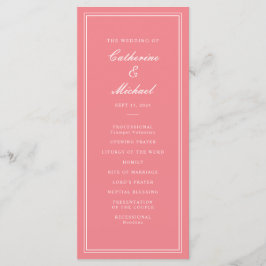 Absolute Klassiek Script Peachy Pink Wedding Programmakaart