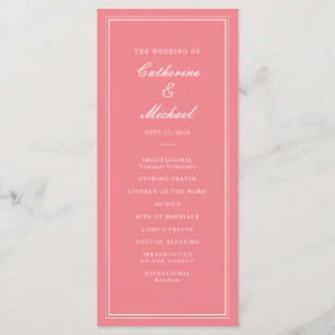 Absolute Klassiek Script Peachy Pink Wedding Programmakaart