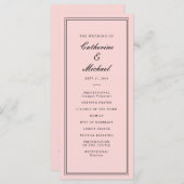 Absolute Klassiek Script Roze en Zwart Bruiloft Programmakaart (Voorkant / Achterkant)