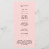 Absolute Klassiek Script Roze en Zwarte Bruiloft Programmakaart (Achterkant)