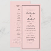 Absolute Klassiek Script Roze en Zwarte Bruiloft Programmakaart (Voorkant / Achterkant)