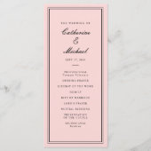 Absolute Klassiek Script Roze en Zwarte Bruiloft Programmakaart (Voorkant)