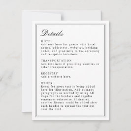 Absolute Klassiek Script Zwart en Wit Enclosure Kaart