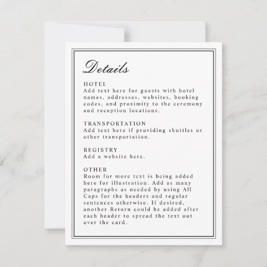 Absolute Klassiek Script Zwart en Wit Enclosure Kaart (Voorkant)