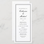 Absolute Klassiek Script Zwart-wit bruiloft Programmakaart (Voorkant / Achterkant)