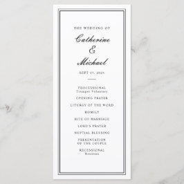 Absolute Klassiek Script Zwart-wit bruiloft Programmakaart