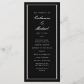 Absolute Klassiek Script Zwart-wit bruiloft Programmakaart (Voorkant)