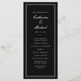 Absolute Klassiek Script Zwart-wit bruiloft Programmakaart