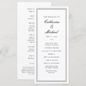 Absolute Klassiek Script Zwart-Wit Huwelijk Programmakaart (Voorkant / Achterkant)