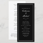 Absolute Klassiek Script Zwart-Wit Huwelijk Programmakaart (Voorkant / Achterkant)