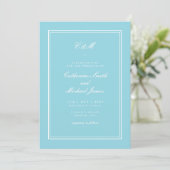 Absolute Klassieke Helder Aqua Monogram Bruiloft Kaart (Staand voorkant)