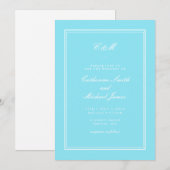 Absolute Klassieke Heldere Aqua Monogram Bruiloft Kaart (Voorkant / Achterkant)