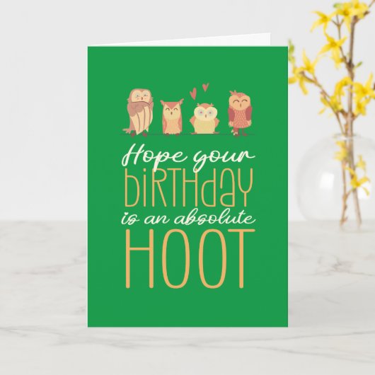 Absolute Uil Cute Cartoon Punt Grappige Verjaardag Kaart (Gele Bloem)