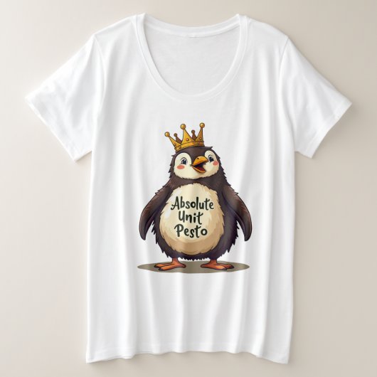 Absolute Unit Pesto - De Koning Pinguïn Grote Maat T-shirt (Design voorkant)