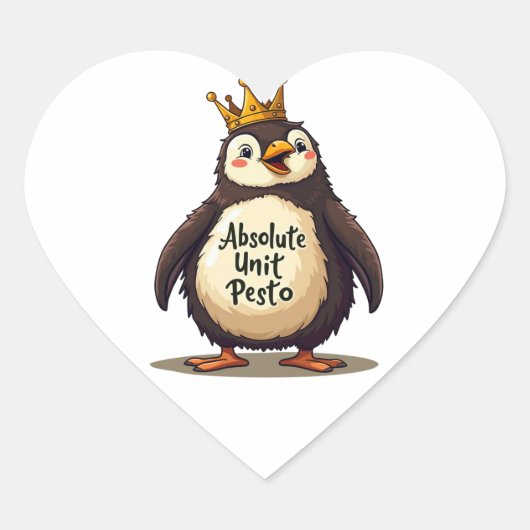 Absolute Unit Pesto - De Koning Pinguïn Hart Sticker (Voorkant)