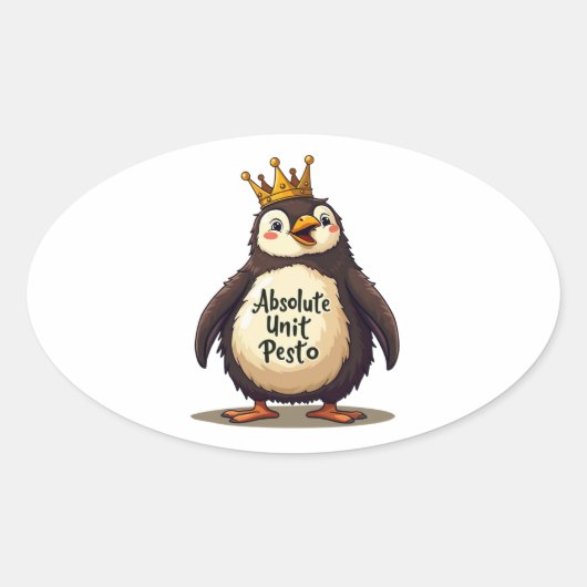 Absolute Unit Pesto - De Koning Pinguïn Ovale Sticker (Voorkant)