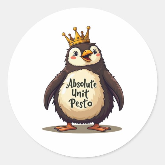 Absolute Unit Pesto - De Koning Pinguïn Ronde Sticker (Voorkant)