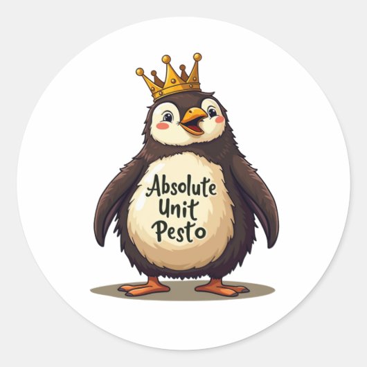 Absolute Unit Pesto - De Koning Pinguïn Ronde Sticker (Voorkant)