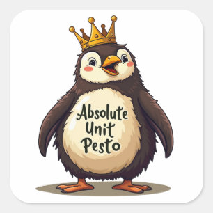 Absolute Unit Pesto - De Koning Pinguïn Vierkante Sticker