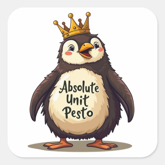 Absolute Unit Pesto - De Koning Pinguïn Vierkante Sticker (Voorkant)