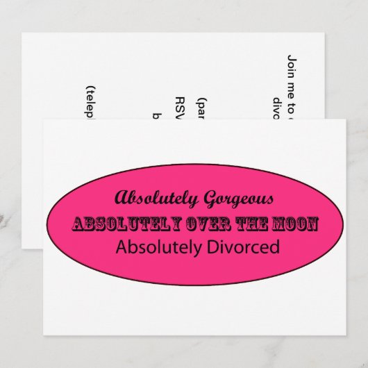 Absoluut afzonderlijke partijuitnodiging kaart (Voorkant / Achterkant)