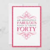Absoluut Fabulous 40th Birthday Party Invitation Kaart (Voorkant)