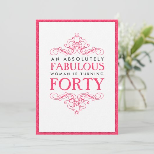 Absoluut Fabulous 40th Birthday Party Invitation Kaart (Staand voorkant)