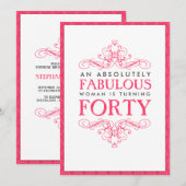 Absoluut Fabulous 40th Birthday Party Invitation Kaart (Voorkant / Achterkant)