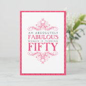 Absoluut Fabulous 50th Birthday Party Invitation Kaart (Staand voorkant)