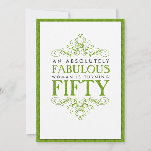Absoluut Fabulous 50th Birthday Party Invitation Kaart (Voorkant)