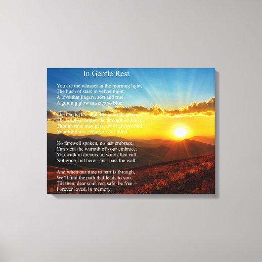Absoluut mooi rouwdicht gedicht canvas afdruk (Voorkant)