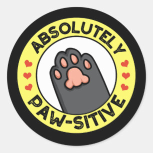 Absoluut passief grappig paw pun donker BG Ronde Sticker