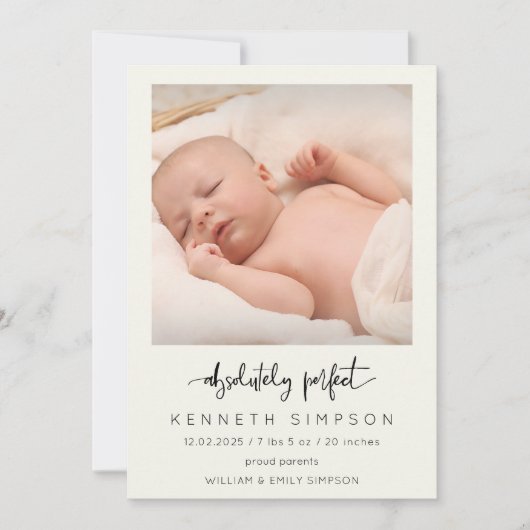 Absoluut perfecte foto-Baby geboorteaankondiging Aankondiging (Voorkant)