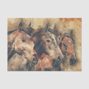 Absoluut prachtig aquarel van drie paarden tissuepapier