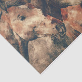 Absoluut prachtige Waterverf van drie paarden Tissuepapier (Detail)