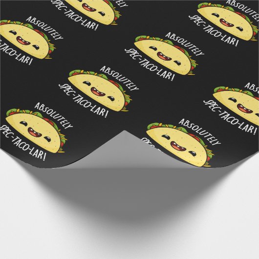 Absoluut Spec-Taco-Lar Funny Taco Pun Dark BG Cadeaupapier (Hoek)