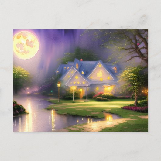 Absoluut verbluffende Magische Full Moon-Waterverf Briefkaart (Voorkant)