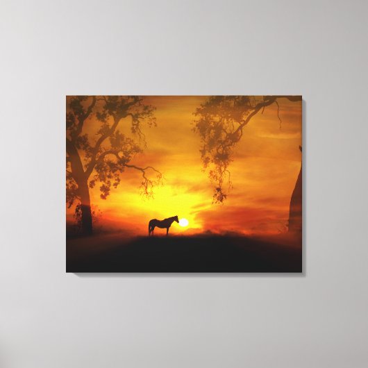 Absoluut verbluffende zonsopgang en paardencanvas  canvas afdruk (Voorkant)