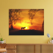 Absoluut verbluffende zonsopgang en paardencanvas  canvas afdruk (Insitu (Woonkamer))